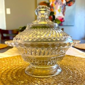 Vintage Crystal Apothecary Jar w Lid